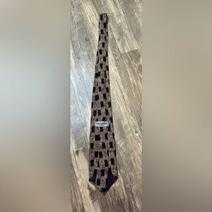 Vintage Guy Laroche Tie Diffusion 100% Silk Brown Geometric Abstract Necktie